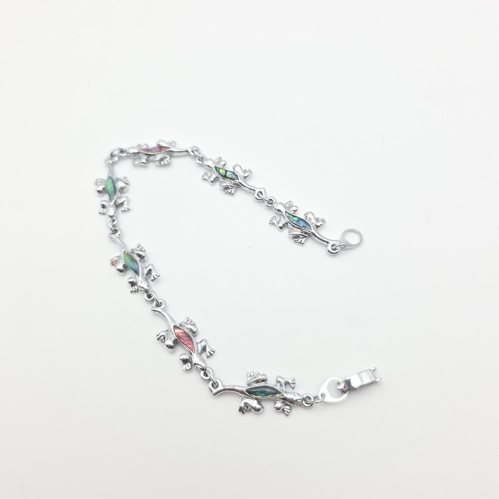 Vintage S-80 Lizard Bracelet Multi-Colored Resin Silver‎ Plate 8" FREE $HIPPING! - Picture 11 of 14